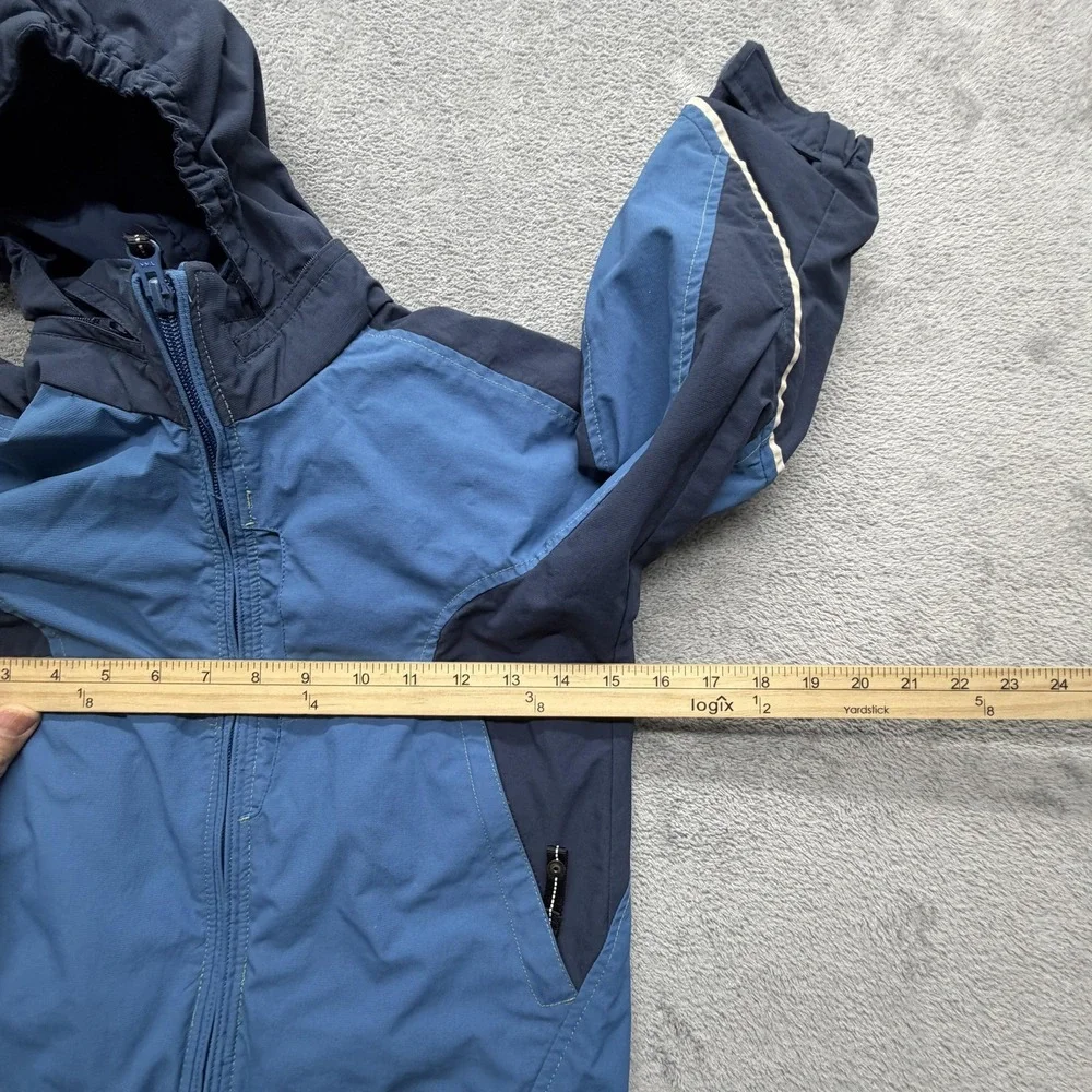 REI Jacket Boys XS 4/5 Blue Hooded Rain Coat Zip 100% Nylon Colorblock‎